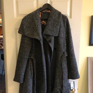 BNWT Steve Madden Gray High & Low Wrap Coat Large